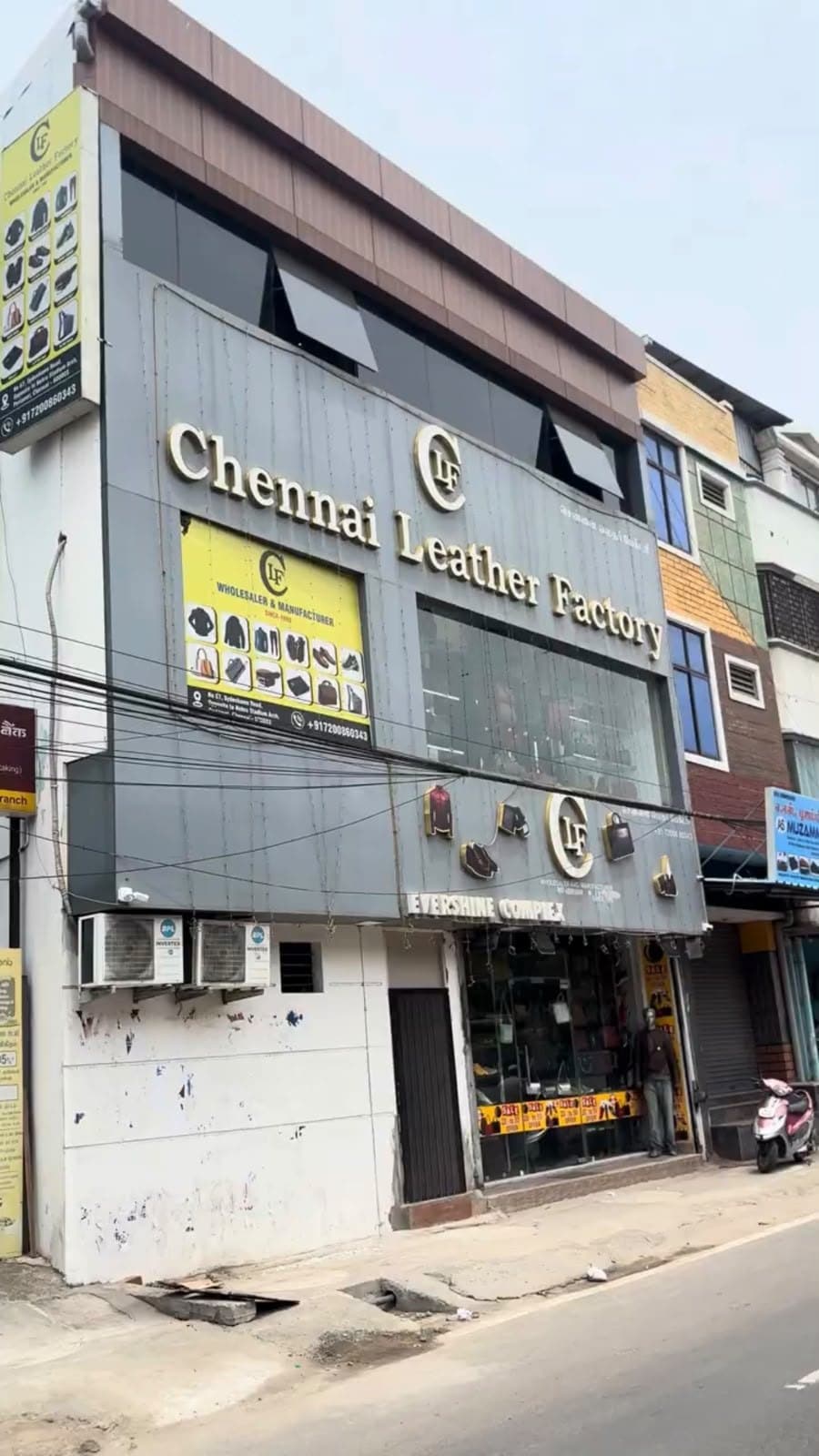 Chennai Leather Factory building by day on Raja Muthiah Road, Periyamedu, Chennai